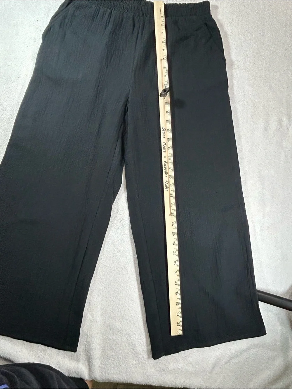Hurley Women's Pants Wide Leg Gauze Cotton Black Large Elastic Waist Resortwear